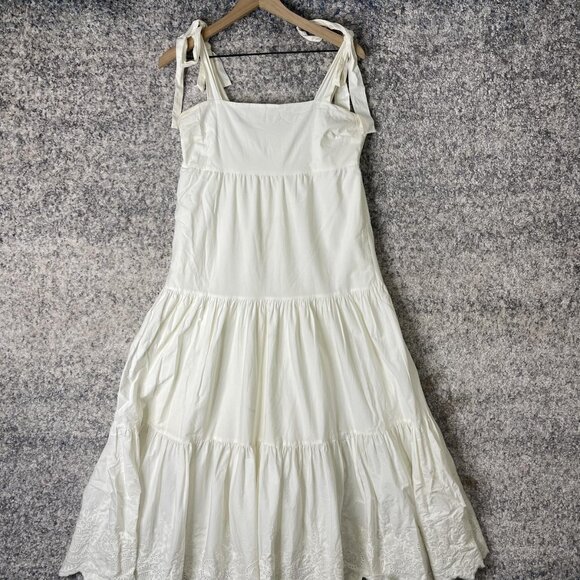 Jason Wu Dress Womens Small White Silk Cotton Blend Tie Strap Tiered Eyelet - Picture 1 of 7